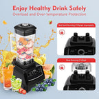 Heavy Duty Household Grade Smoothie Juicer,Adjustable Speed Countertop Smoothie Mixer,Low Noise Self-cleaning Blender 24000-26000rpm 2L/68oz (Black)