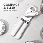 Zulay Kitchen Heavy Duty Stainless Steel Can Opener Manual with Bottle Opener - Rust Proof Manual Can Opener With Turn Knob & Comfy Soft Grip Handles - White
