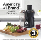 Hamilton Beach Juicer Machine, Big Mouth 3” Feed Chute for Whole Fruits and Vegetables, Easy to Clean, Centrifugal Extractor, Vegetable & Fruit Juicer, BPA Free, 800W Motor, Black