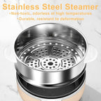 Dezin Hot Pot Electric with Steamer Upgraded, Non-Stick Sauté Pan, Rapid Noodles Electric Pot, 1.5L Mini Pot for Steak, Egg, Fried Rice, Ramen, Oatmeal, Soup with Power Adjustment