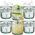 COURONNE CO. Clear Recycled Drinking Glass Tumbler, Perfect for Cocktails, Refreshments & Everyday Use, Restaurant Grade, Crafted without lead-based materials (10.1 Oz, Flora), Pack of 6