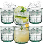 COURONNE CO. Clear Recycled Drinking Glass Tumbler, Perfect for Cocktails, Refreshments & Everyday Use, Restaurant Grade, Crafted without lead-based materials (10.1 Oz, Flora), Pack of 6