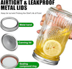 4 Pack 32 oz Wide Mouth Mason Jars with Airtight Lids - Glass Canning Jars for Food Preservation, Storage, Pickling, Crafts & DIY Projects, Durable Quart Glass Jars Dishwasher Safe