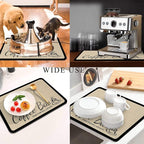 Coffee Mat for Countertops ,Coffee Bar Accessories Fit Under Coffee Maker Espresso Machine, Absorbent Hide Stain Rubber Mat for Countertop ,Dish Drying Mat for Kitchen Counter (D-Beige, 17"x31.5")