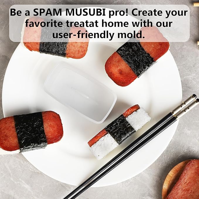 Musubi Mold Kit Musubi Maker Press 2 Pack with Luncheon Meat Slicer and Rice Paddle - Create Authentic Hawaiian Musubi at Home Non-Stick (Metal Slicer)
