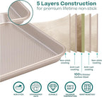Baker's Secret Baking Sheet Pan Set, 3x Cookie Sheets for Oven, Diamond Texture Premium Air Flow, Set of 3 Baking Trays, Extra Thick 0.6mm with Diamond Base PFOA, PFOS, PTFE and PFAS free