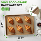 NutriChef Nonstick XL Cookie Sheet Baking Pan - Extra Large 22" x 16" Carbon Steel Oven Baking Sheet for Pastries, Desserts, & More - Dishwasher Safe, Gold