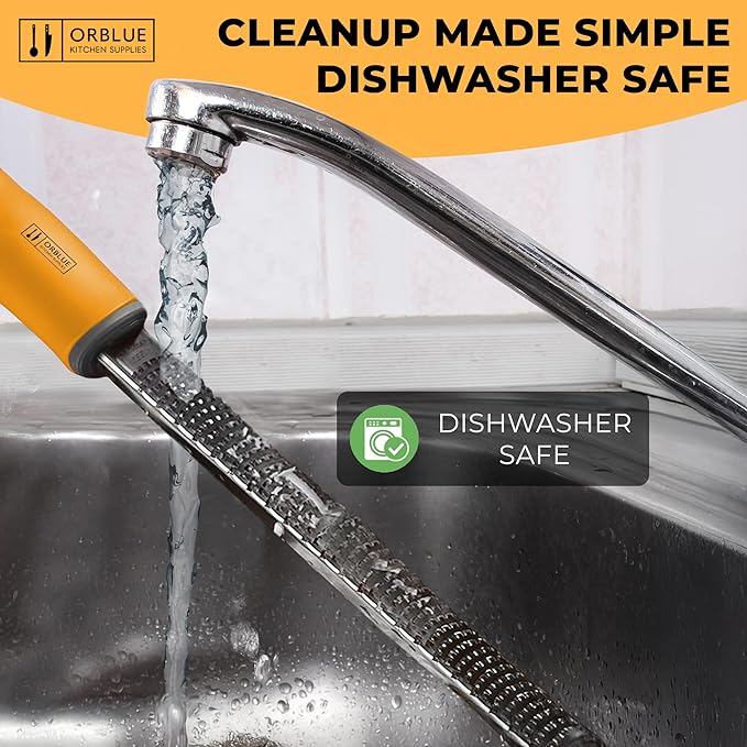 Orblue Lemon Zester & Cheese Grater - Premium Citrus Zester, Kitchen Grater for Parmesan, Chocolate, Fruits, Vegetables, Ginger, Garlic, Nutmeg - Stainless Steel Blades with Protective Cover, Orange