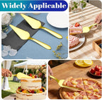 Eisinly Cake Pie Server Set for Wedding, Elegant Pizza Slicer Server Set with Stainless Steel Big Serrated Edges, Cake Cutter Pie Spatula for Birthday Anniversary, 2 Pcs, Gold