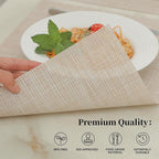 Leetaltree Beige Placemats Set of 16 - Heat Resistant Non-Slip Place mats for Dining Table, Washable Durable PVC Vinyl Woven Table Mats(Beige, 16)
