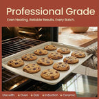 Bakken Swiss Cookie Sheet 3 Piece Set - Non-Stick, Stackable Baking Pans, White marble Deluxe Ceramic Coating – Dishwasher Safe - for Home Baking