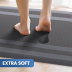 KitchenClouds [2 PCS] Kitchen Rugs Cushioned Anti-Fatigue Kitchen Mats for Floor Waterproof Kitchen Rug Set Non-Slip Comfort Standing Mat for Office, Sink, Laundry 20"×30"+20"×47", Grey