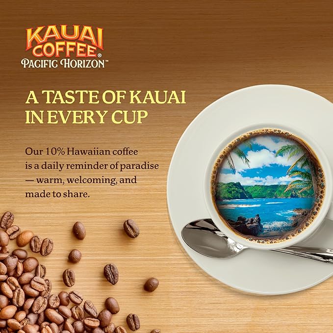Kauai Coffee K-Cup Pods for Keurig Brewers – Arabica Coffee, 10% Hawaiian – Mild Roast, Light with Bright Aroma – Island Sunrise, 1 Pack of 48 Single Serve K-Cups
