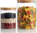 HomArtist Extra Large Glass Flour and Sugar Storage Containers with Airtight lid,105 floz x1 & 48 floz x1 [Set of 2] Big Glass Jars with Bamboo Lids, Air Tight Food Jar for Cereal, Pasta, Rice, Coffee