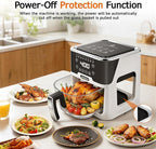 Glass Air Fryer, Portable Air Fryer with 6.0QT Glass Container, Adjustable Temp & Time, Overheat & Power-Off Protection, 8-in-1 Non Toxic AirFryer for Quick Easy Meals