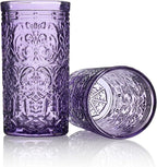 Godinger Highball Glasses, Tall Drinking Glasses, Beverage Glass Cups - Jax Collection, Purple Grape, Set of 4