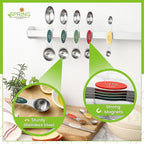 Spring Chef Stainless Steel Magnetic Measuring Spoons Set of 8 with Leveler, Metal Teaspoon & Tablespoon Measure Spoons Set for Baking & Cooking, Stackable & Double Sided Kitchen Gadgets - Very Merry
