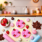 3Pcs Pink 3D Strawberry Silicone Mold Soap Sugar Fondant Molds DIY Cake Chocolate Decorating Tool Candy Biscuit Fondant Molds For Cake Decorating Kitchen Cookware, Pastry and Baking