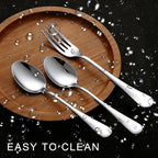 24 Piece Forks and Spoons Silverware Set for 12, Stainless Steel Dinner Forks and Spoons Silverware Set, Heavy-Duty Cutlery Set, Dishwasher Safe (Silver)