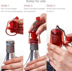 2-Pack Wine Stopper & Airtight Sealers Keep Wine Fresh - Reusable Leakproof Stoppers for Standard Red/White/Rosé Bottles, for Party, Bar, Home Kitchen, Decorative Gift (Transparent)