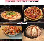 Unicook Pizza Stone 15 Inch, Premium Baking Stone for Oven Grill, Square Cordierite Bread Pizza Pan, Thermal Shock Resistant, Includes Scraper