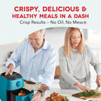 Dash Tasti-Crisp™ Air Fryer - AirCrisp® Technology - Compact Design with Adjustable Temperature Control - Nonstick Fry Basket & Auto Shut-Off Feature - 2.6 Quarts - Teal