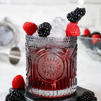 Ribbed Retro Arch Floral Smoke Grey Drinking Glasses Set of 6, (10 oz) Vintage Glassware Set by Kate Aspen| Cocktail Glass Set, Juice Glass, Water Cups | Hostess Gift & Present for New Home Owners