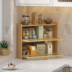 JANSNIMEN Bamboo Corner Bread Box for Kitchen Countertop, Large Bread Container Storage Bamboo Wooden Farmhouse Bread Box with Window Bread Holder
