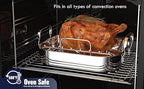 Cooks Standard Stainless Steel Roaster Pan with V-Shaped Rack, Inner 14-Inch x 11-Inch; Edge 15-Inch x 12-Inch; Turkey Roasting Pan Bakeware for Oven, Rectangular