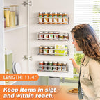 Bunoxea Spice Rack wall mounted 2 Pack, Space-Saving Spice Organizer for Spice Jars and Seasonings,Screw or Adhesive Hanging Spice Rack Organizer for Your Kitchen Cabinet,or Pantry Door,Silver
