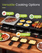 Raclette Table Grill - Indoor Electric Grill Griddle - Nonstick Extra Large Reversible 4-In-1 Outdoor Dishwasher Safe with Cheese 12 Paddles 12 Spatulas for 12 Person, FD-12RN1650