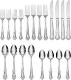 Oneida Silverware Set, Azalea 20 Piece Everyday Flatware Set, Service For 4, 18/0 Stainless Steel, Floral Design, Dishwasher Safe, Mirror Finish, Knives Spoons And Forks Sets (Silver, 20 Piece)