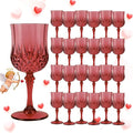 Plastic Wine Glasses, Plastic Goblets Vintage Style Cordial Unbreakable Drinking Glasses, Reusable Drinkware for Wedding Reception, Grand Event Party Supplies, Mother's Day (24, Burgundy)