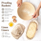 Sourdough Kit with Professional Bread Making Tools - Complete Sourdough Bread Making Kit with 10" Round & 11" Oval Handcrafted Bannetons, Bread Lame, Danish Whisk, Bowl & Dough Scrapers (14-Piece Kit)