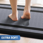 KitchenClouds [2 PCS] Kitchen Rugs Cushioned Anti-Fatigue Kitchen Mats for Floor Waterproof Kitchen Rug Set Non-Slip Comfort Standing Mat for Office, Sink, Laundry 20"×30"+20"×47",Black