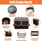 Large Grill Caddy with Paper Towel Holder - BBQ Caddy Organizer for Utensil, Condiment - Easy Carry Picnic Caddy - Griddle Caddy for Camping, Travel, RV - 600D Waterproof Oxford Fabric