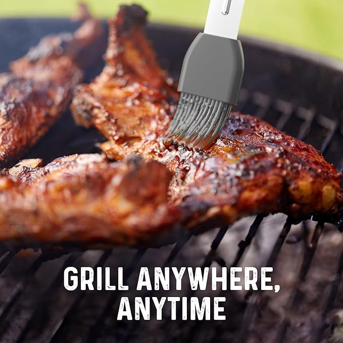 Yukon Glory Stainless Steel BBQ Tool Set with Rotating Stand & Drip Pan – Complete Grill Tool Kit with Spatula, Tongs, Fork & Brush – Durable, Easy to Clean – Great Gift for Men Who Love Grilling