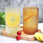 Hobnail-Drinking Glasses 13oz Vintage Glassware Sets Cocktail Juice Glasses Set of 6, Amber