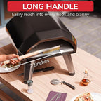 Senwosa 22” Pizza Oven Brush with Stone Scraper - Heat Resistant Stainless Steel Bristles, Extra Long Handle - Universal Fit for Most Pizza Ovens