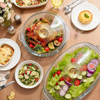Luvan 2.4L/2.5Qt Round Glass Casserole Dish with Lid, Clear Baking Dish with Handles for Baking, Cooking & Serving, High Borosilicate Lead-Free Glass cookware, Oven, Microwave, Freezer & Dishwasher Safe