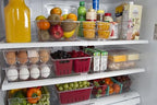 Kitchen Spaces Twin Colander Food Storage Container, Strainer and Fridge Organizer Bin for Fruits and Veggies, Stackable, BPA-Free