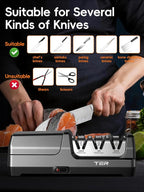 Electric Knife Sharpener, 3-Stage Diamond Knife Sharpener for Kitchen Knives 20-Degree Angle, 40S Quick Sharpening & Polishing for Chef, Santoku, Ceramic Knives, Easy to Use for Beginners, Black