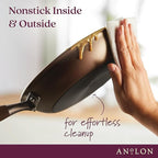 Anolon Advanced Home Hard Anodized Nonstick Divided Grill and Griddle Pan, 12.5 Inch, Bronze