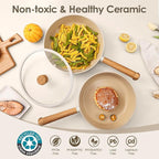 SENSARTE 17Pcs Ceramic Nonstick Cookware Set Non-toxic Healthy Pots and Pans Set Ceramic Kitchen Cooking Frying Pans with Stay-cool Handle, PFAS/PTFE/PFOA Free, Dishwasher Safe, Induction Compatible