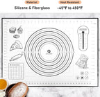 Silicone Pastry Mat, Baking Mat for Rolling Out Dough, Dough Mat for Rolling, Fondant Mat, 20''(W)28''(L), Black