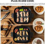 AUTUCU T2NA 2-in-1 Electric Griddle Nonstick Flat Grill, PFOA-Free Ceramic-Coated Surface | Easy to Clean, 1200W, Square 11.3" (Includes Tongs)
