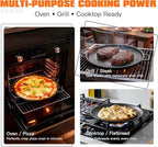 Nonstick Pizza Steel Pan for Pizzas & Flatbreads up to 14", Tri-Ply Stainless Steel with Aluminum Core, Lightweight 4.6 lbs Design, Oven & BBQ Grill Safe up to 900°F, Easy Clean Cooking Surface