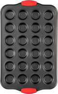 Tiawudi Mini Muffin Pan, 24 Cavity Cupcake Pan, Nonstick Baking Pan, Heavy Duty Small Muffin Tin with Silicone Grip Handles