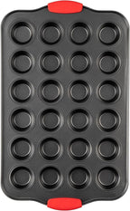 Tiawudi Mini Muffin Pan, 24 Cavity Cupcake Pan, Nonstick Baking Pan, Heavy Duty Small Muffin Tin with Silicone Grip Handles