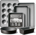 Country Kitchen Nonstick Stackable Bakeware Set - Durable, Easy Release Baking Set, Black, 6 Pcs